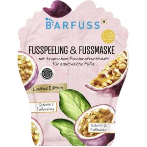 Barfuss Voetenscrub & Voetmasker | 2in1 Peeling & Masker - Met Tropische Passievruchtengeur | Voetverzorging