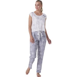 Feyza - Dames Pyjama Set, Korte Mouwen, Grijs - XL
