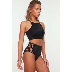 Trendyol - Tbess21Ba0363 - Bikinibroekje - Zwart - Pijpen Hipster Met Hoge Taille