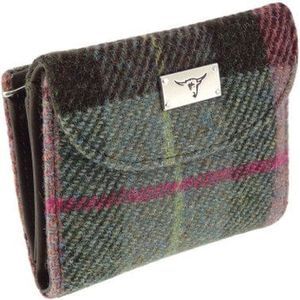 Dames Portemonnee Jura Gedempt Groen & Paars Tartan - Harris Tweed - Glen Appin of Scotland