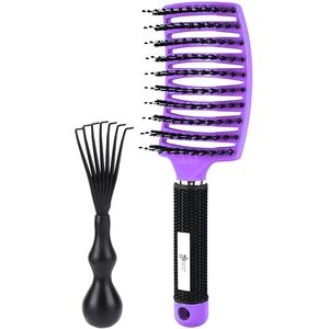 Guardian Beauty Haarborstel - Gebogen Borstel - Met Haarborstelreiniger - Violet