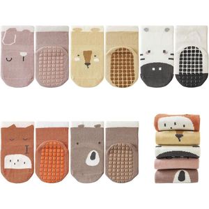 5-pack antislipsokken voor baby's en kinderen, pantoffels voor jongens en meisjes, schattige dieren van puur katoen, herfst-, lente- en wintersokken voor pasgeborenen, cadeau, geschikt voor kinderen van 1-3 jaar - Model C