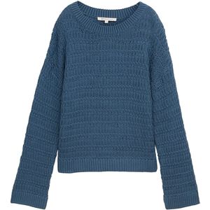 TOM TAILOR DENIM - Trui - Donkerblauw - Geribbeld Gebreid