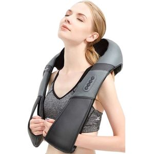 Massagekussen - Elektrische Rugmassage - Schoudermassage - Nekmassage - Shiatsu Massager - Verwarmde Massage - U-Vormig Kussen - Diep Knedend - Ontspannend - Voor Auto en Thuis - Met Timer - 220V
