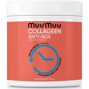 Muu'Muu Collageen Poeder Anti-Age 5000 mg Viscollageen 30 Doseringen Supplement Met Vit C, Hyaluronzuur & Co-Q10 - Viscollageen - Gezonde Huid, Haar & Nagels Kersensmaak