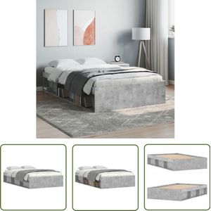 vidaXL Bedframe 120x200 cm - Betongrijs Design Beton Grijs Bed Frame - Houten Bedframe - Tweepersoons Bed - Boxspring Bed - Stapelbare Bedbodems