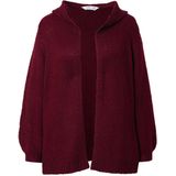 Angel of Style - Dames - Gebreid jasje met capuchon Straight Fit - Donker wijnrood - Maat 42+