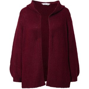 Angel of Style - Dames - Gebreid jasje met capuchon Straight Fit - Donker wijnrood - Maat 42+