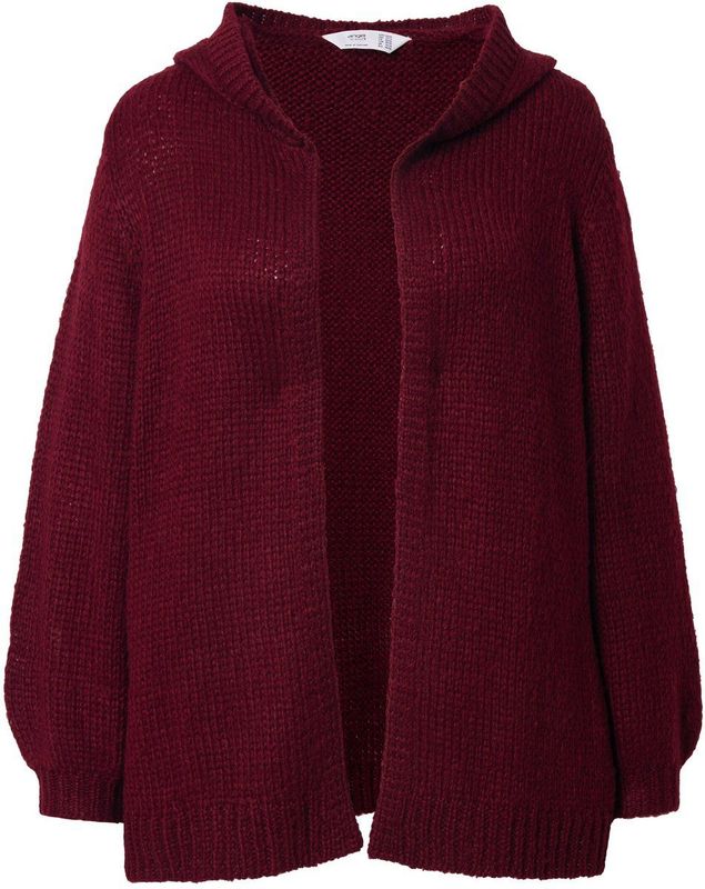 Angel of Style - Dames - Gebreid jasje met capuchon Straight Fit - Donker wijnrood - Maat 42+