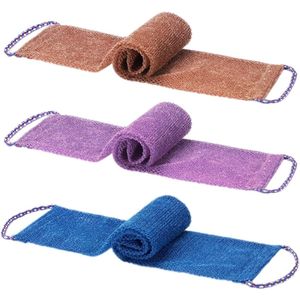 3 stuks Afrikaanse netspons, Afrikaanse exfoliërende badrugspons met handvatten, douchenet-lichaamsscrubber huidverzachter (blauwpaarse koffie) Blauwpaarse koffie