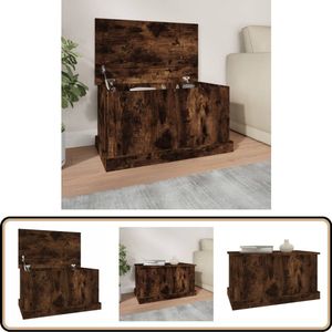 vidaXL Opbergbox - 70x40x38 cm - Gerookt eikenhout Opbergbox - Houten Kast - Opslagkast - Bergruimte - Woonaccessoires