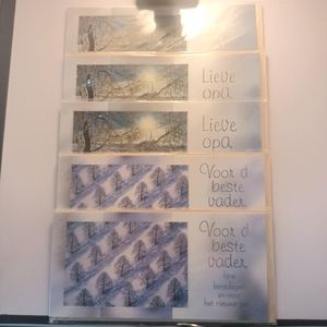 5 Kerst Nieuwjaar Wenskaarten - Speciale Tekst Kaart Vader Opa - Kerstmis - Christmas - Weihnachten - Noel - Rechthoek 10x21cm - Met Envelop - 2 Motieven - Hallmark