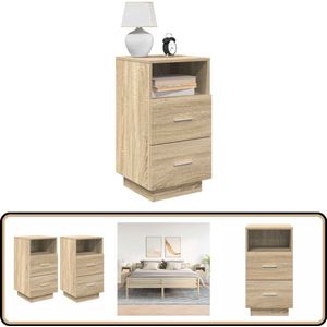 vidaXL Nachtkastjes - 2 stuks - Sonoma eiken - 2 lades Nachtkastje - Nachtkastjes - Bijzettafel - Wandkastje