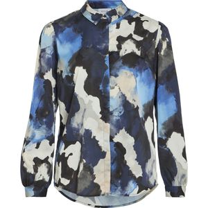 Vila - Blouse Viellette Satin Shirt - Navy Blazer - Katoen