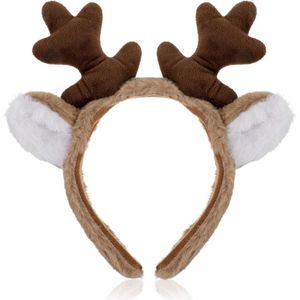 Rendiergewei Hoofdband - Dierenoor Hoofdband - Pluizige Rendiergewei Haaraccessoire - Kerstdecoratie - Geschikt voor Feestrollenspellen, Kerstmis