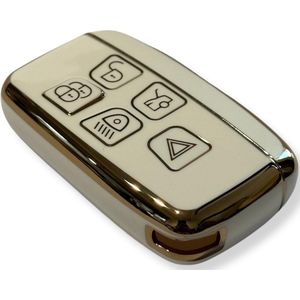 Sleutelcover voor Land Rover, Range Rover, Jaguar, Sleutelhoesje, Key Case for Land Rover, Range Rover, Jaguar, Autosleutel Hoesje Geschikt Voor Land Rover, Range Rover, Jaguar, Wit - Goud