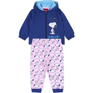 Donkerblauw-roze meisjes trainingspak Snoopy