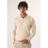 Felix Hardy - Knit Sweater - Beige - Heren - Polokraag met Knopen