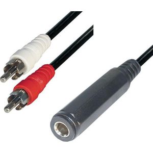 Tulp stereo (m) - 6,35mm Jack (v) audio adapter kabel - 0,20 meter