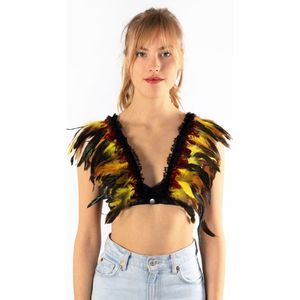 KIMU - Verentop - Geel Rood - Steampunk - Hippy Boho Indianenpak