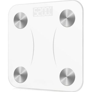 StayPowered Digitale Personenweegschaal - Nauwkeurige Gezondheidsmonitoring met App - 13 Lichaamsgegevens zoals Vetmassa en Spiermassa - Bluetooth - Hoge Precisie - Max 180 kg - Inclusief Batterijen - Wit - Levering Sneller dan Aangegeven!