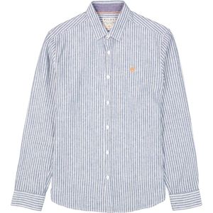 Pilot - Overhemd - Blauw - Katoen en Linnenmix - Lange Mouwen