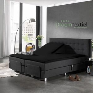 Droomtextiel Splittopper Hoeslaken Jersey Katoen Zwart - 180x200cm - Single Split - Hoogwaardige Kwaliteit - 160 grm2