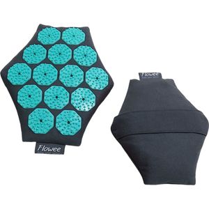Flowee - Spijkermat Massagehand - Grijs met Zeegroen - Acupressuur Mat - Spijkerbed