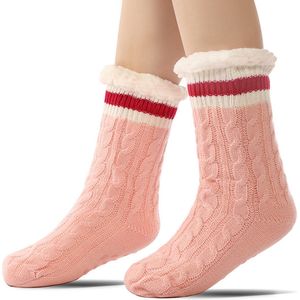 Vloer sokken - Warme Wintersokken - Sokken voor Binnen - Pantoffels voor bij de open haard - Warme Antislip Huissokken Volwassenen - Antislip Slippersokken voor- Dikke Pluche Sokken - Tapijtsokken - Thuis Sokken-Roze- vrouwen 36-40