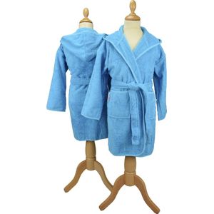 ARTG® Boyzz & Girlzz - Kinder Badjas met Capuchon - Aquablauw (Aqua Blue) - Maat 128/140