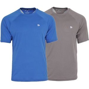 Donnay - Sportshirt - True Blue/Steel Grey - T-Shirt - Heren - 2-Pack