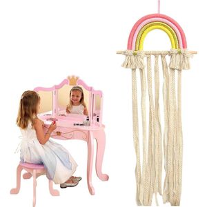 Allecto Plus - Haarspeldhouder voor meisjes met regenboogpatroon, roze, organizer voor accessoires
