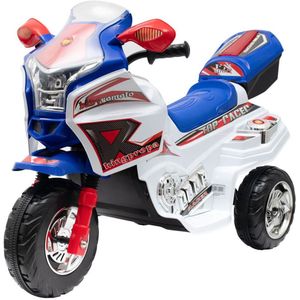 Baby Mix - Kinder accu-motor - Sportief - Wit met blauw en rood - Comfortabele zitting - elektrische motorfiets - speelgoedmotor - kinder motor - loopfiets - elektrische motorbike - peuter motor