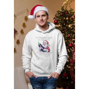 Backdoor Santa - Kersttrui - Kerst Trui Wit - Grappig Kersttrui - Maat M - Limited Edition