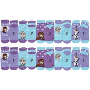 Frozen Sneaker Sokken - Maat 31/34 - 10 Paar - 2 x 5-Pack - Blauw/Paars - Meisjes