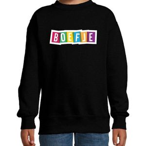 Boefje fun tekst sweater zwart kids -  Fun tekst / Verjaardag cadeau / kado trui kids 122/128