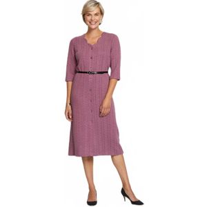 Halflange jurk met knopen in reliëfgaas