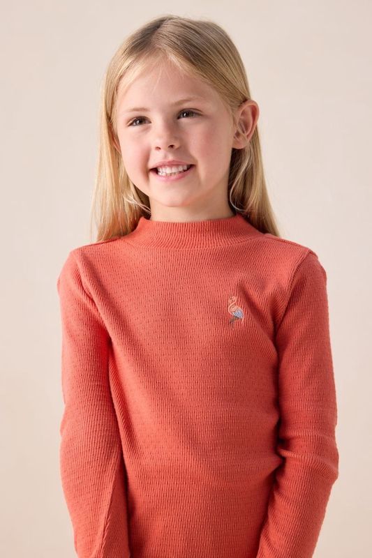 Sissy-Boy - Lichtrode Longsleeve - Met Mock-hals - 100% Katoen