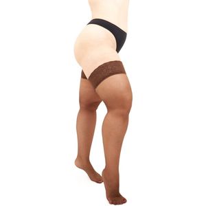 GIULIA Hold Up Kousen - Positive - Hold Up - Stay Up - Hold Up Stockings - Kanten Boord - Zelf Ophoudend - 20 Den - Grote maat hold up - 7XXXL - Cappuccino