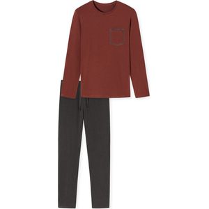 Pyjama lang biologisch katoen gestreept terracotta - 95/5 Nightwear maat M-50