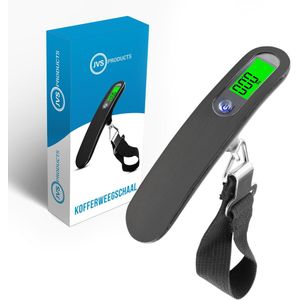 Digitale kofferweegschaal - Bagageweegschaal tot 50KG - Hangweegschaal - Inclusief batterij - Tarra functie - Zwart