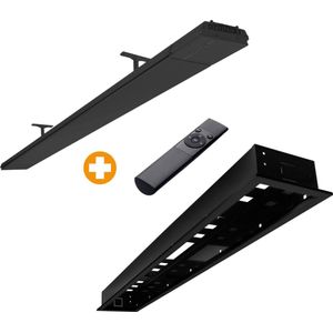 Heatstrip Design 2400 Watt met Inbouwframe - Te bedienen met afstandsbediening & App - Elektrische Infrarood Terrasverwarming - Geen rode gloed - ""All black"" edition