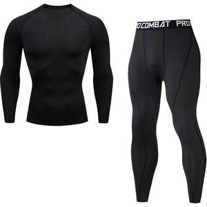 WiseGoods Luxe Compressie Ondergoed Mannen - Thermo Sportkleding Heren - Kleren Sporten - MMA / Vechtsport - Rashguard Zwart L