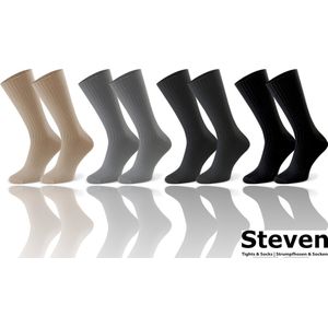 STEVEN - 76% Bamboe Sokken Zonder Elastiek - Herren Sokken Maat 43 44 45 46 - Multipack 4 Paar - Diabetes Medische Sokken - Zwart Graphite Grijs Bruin Beige - Comfort Kwaliteit Duurzaamheid