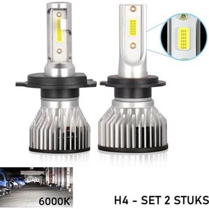 H4 LED lamp 18000 Lumen 6000k Helder Wit (set 2 stuks) incl CANbus EMC CHip Ultra-bright Wit, COB CHIP 72 Watt - Dimlicht - Grootlicht - - Autolamp - Autolampen - CANbus adapter 12V