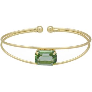 Cadeau voor haar - Victoria Cruz A4331-14DP Zilveren Bangle met Groen Kristal Steentje - 16,5cm - 12,9mm Breed - 14x10mm Kristal - Armband - Zilver - Verguld/Goud op Zilver