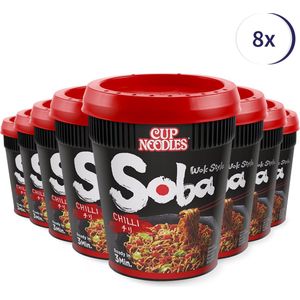Nissin Soba Cup Chilli 92g - 8 stuks - Noodles - Snacks - Maaltijd - Voordeelverpakking