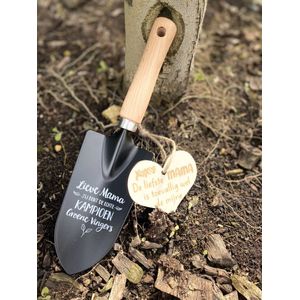 Creaties van Hier - Tuinschepje met houten hartje Mama - Mama - 27,5 cm - hout - Metaal - moederdag cadeautje