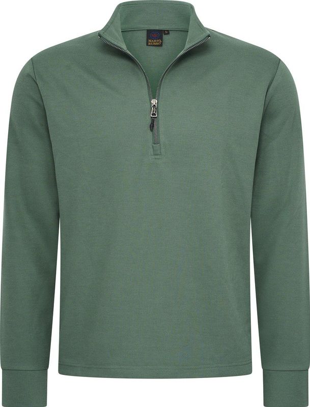 Mario Russo Pique Longsleeve Shirt - Trui Heren - Sweater Heren - Coltrui Heren - M - Groen