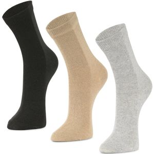 Alpaca-wollen sokken (Maat 41-47) - 3 Paar - Dun - Zwart/Beige/Grijs - American Alpaca - Mannen